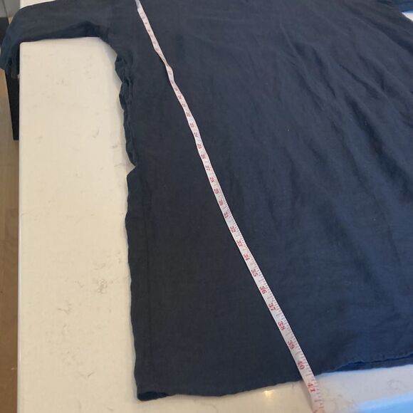 CP Shades 100% Linen Black Laganlook Oversized Pocket Long Sleeve Cooling Dress - Picture 8 of 8